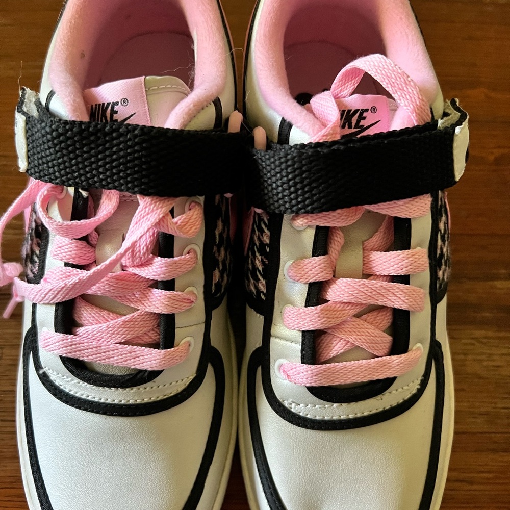 Nike Pink, White and Black Sneakers with Velcro Strap
